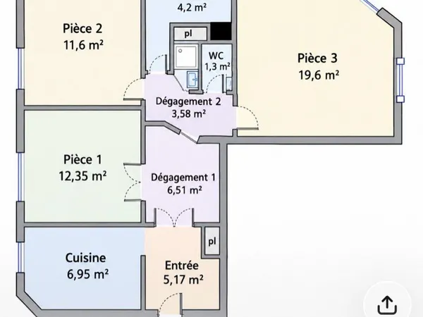 Appartement 71 m2 Créteil 1269 Cc