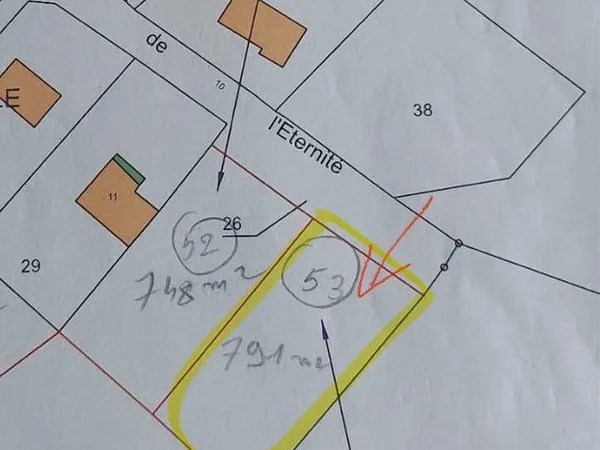 Terrain Seraucourt Legrand constructible et borné : lot n 53 : 1591 m2