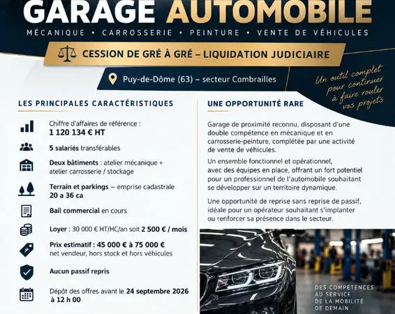 Fonds de commerce, garage 2036 m² SAINT PARDOUX