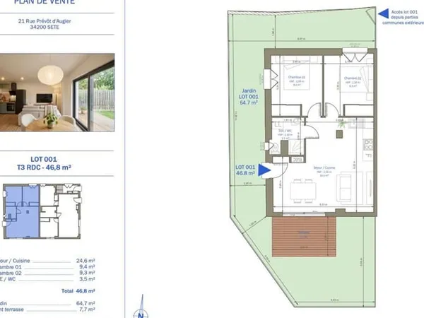 Appartement 3 pièces 47 m²