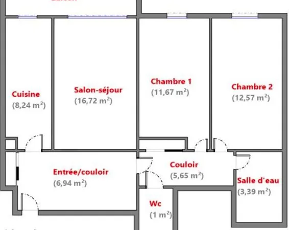 3 pièces dans résidence calme et sécurisée