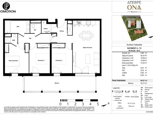 Appartement 4 pièces 84 m²
