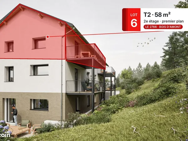 Appartement T2/T3 en plateau à aménager, balcon, parking - Bois d'Amont