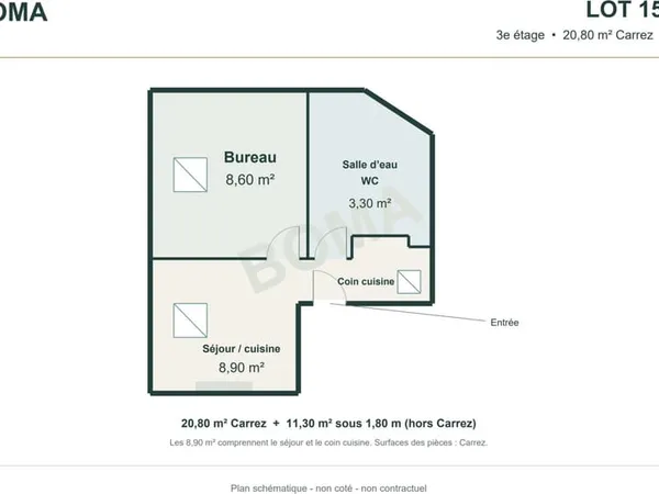 Appartement 32,10 m2 au sol Potentiel locatif après rénovati
