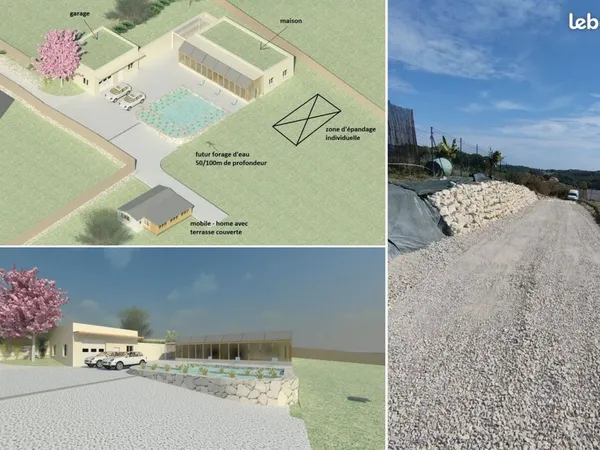 Terrain constructible viabilisé de 7700m2 + mobile home