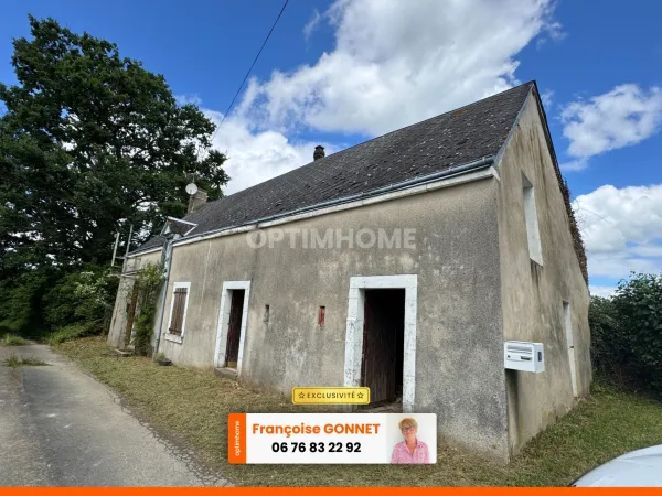 Maison 3 pièces - 52 m² - Terrain 6 900 m² avec mare - SAINT AOUT (36) - 22 000 €