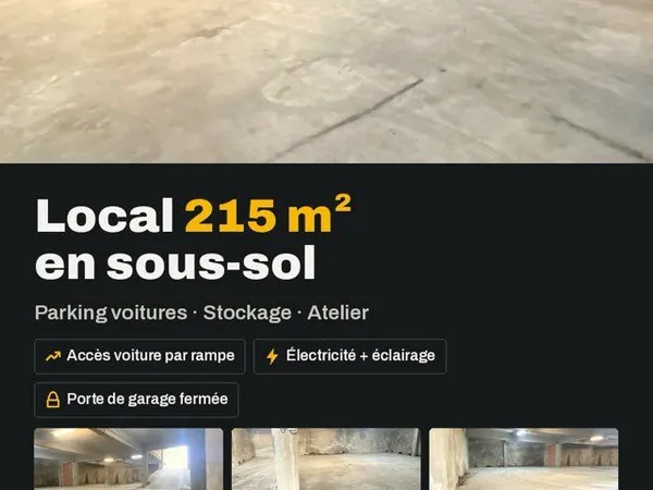 Local 215 m² en sous-sol - Rodez centre