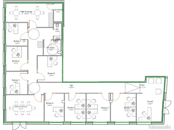 Bureaux 198 m² SAINT RENAN