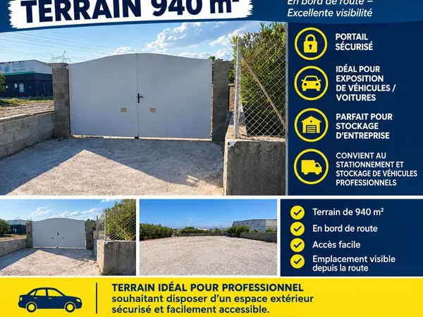 📍À LOUER - TERRAIN 940 m² CLOS & SÉCURISÉ - LES BLACHES GOMBERT