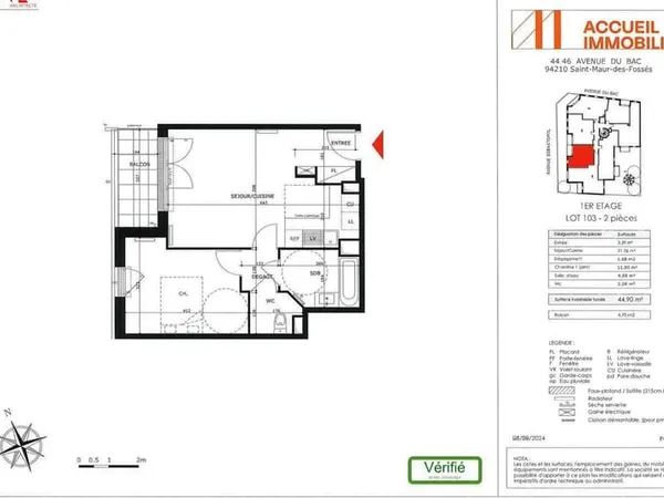 Appartement 2 pièces 45 m²