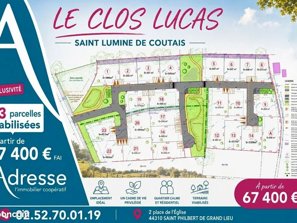 Terrain 355 m² SAINT LUMINE DE COUTAIS