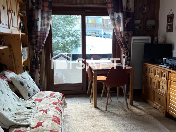 Charmant Appartement T2 De 25 m2 dans station de ski, avec vue sur la montagne et le lac Léman.
