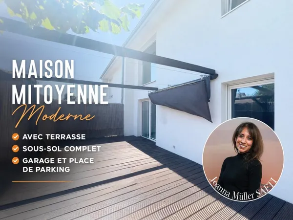 Maison mitoyenne de 125 m2 moderne avec grande terrasse, garage et place de parking