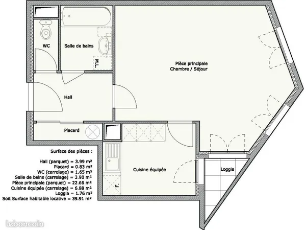 T1 de 40m2 rue Florian avec cave