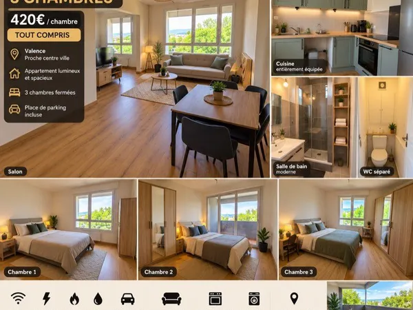 🏡Colocation de 3 chambres