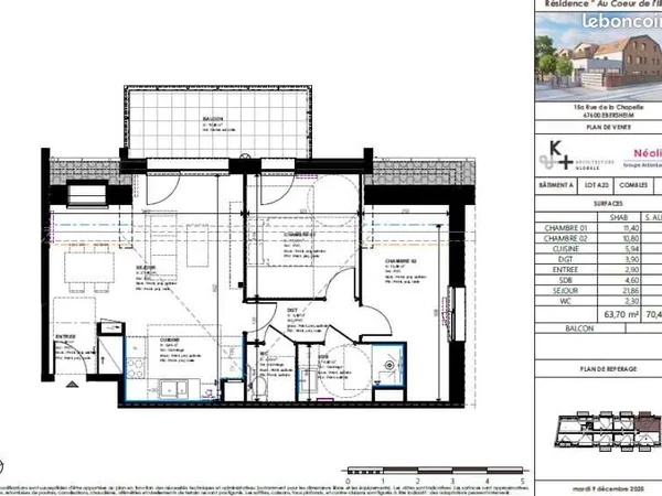 Appartement 3 pièces 63 m²