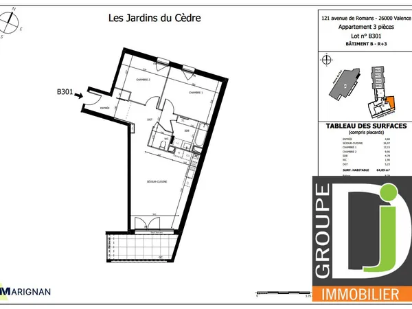 Appartement 3 pièces 65 m²