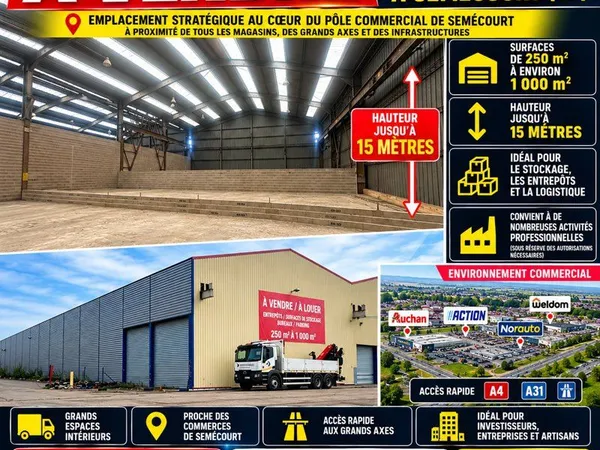 VENDRE - Entrepôts et locaux d'activité à Semécourt (57) - De 250 à 1 000 m²