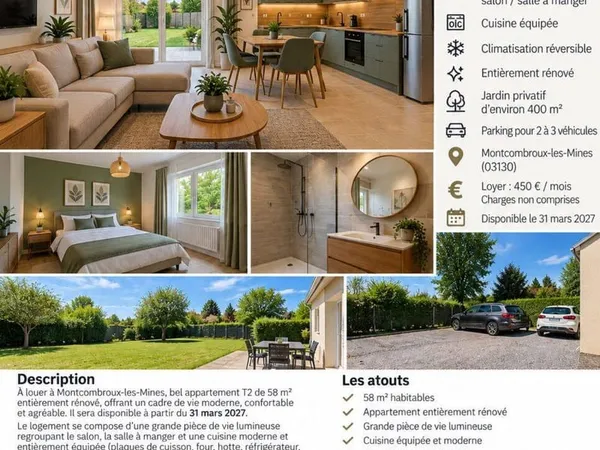 Appartement 2 pièces 58 m²