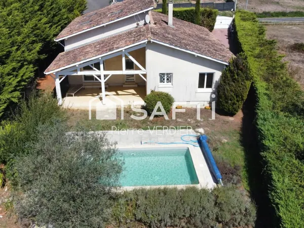 Calme, piscine, terrain