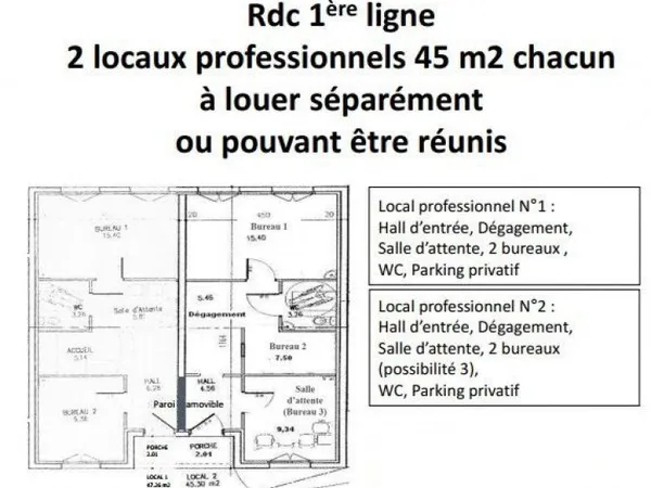 Local professionnel 6 pièces 92 m²