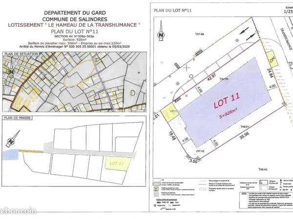 Terrain 928 m² Salindres