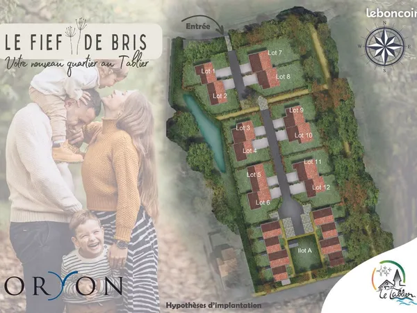 Parcelle viabilisée 372 m ² LE TABLIER