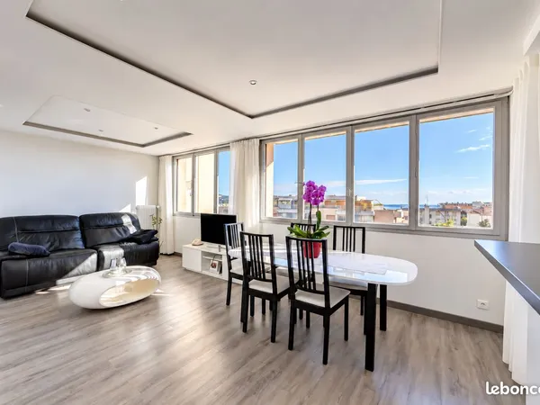 Cannes T4 77 m² - terrasse sud - vue mer - 3 chambres