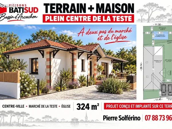 Projet de construction d'une maison 97 m² avec terrain à LA TESTE-DE-BUCH (33)