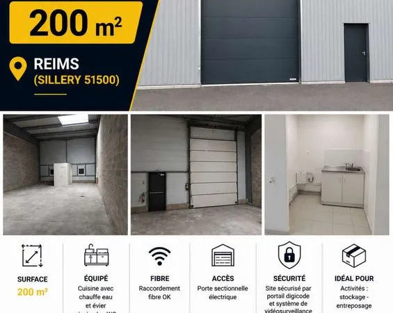 Local d’activité et entrepôt Location Sillery  200m² 1630€