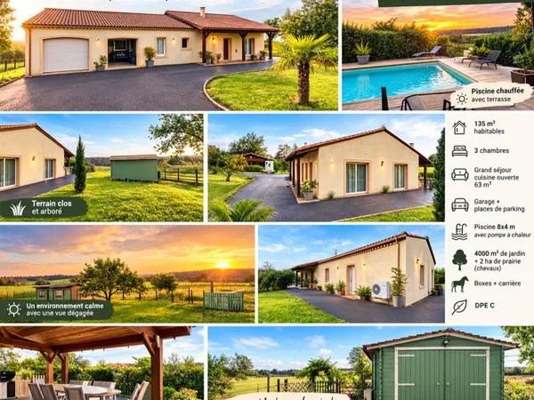 Propriété d'exception - Maison 3 chambres, 2 ha, piscine et installations équestres