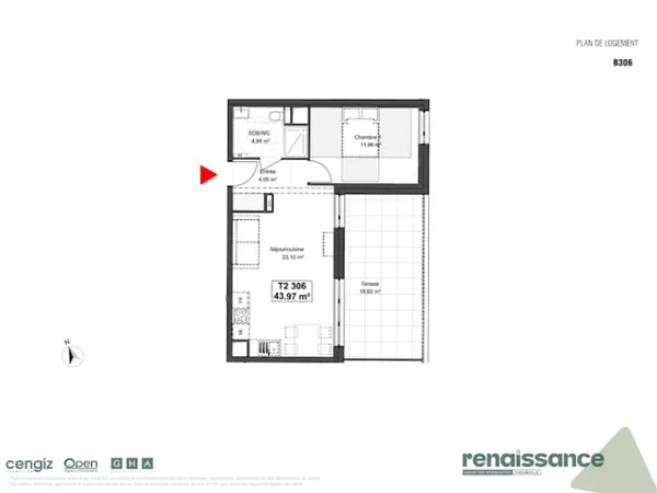Appartement 2 pièces 44 m²