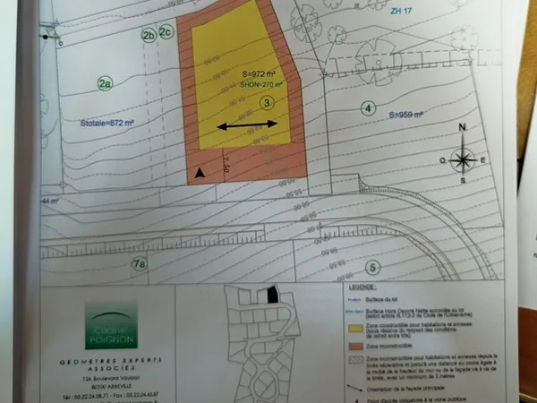 Terrain à bâtir viabilisé de 972 m², Plein sud, Canaples (15 min Amiens Nord)