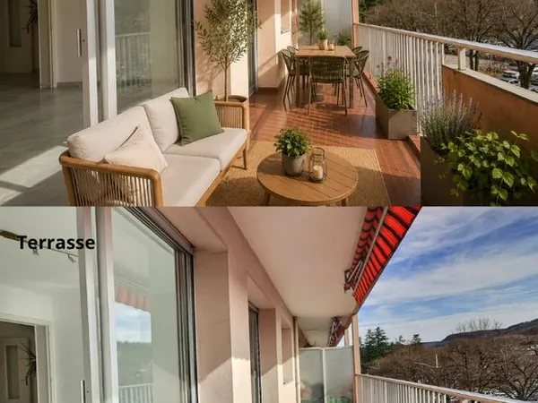 À louer - Appartement 3 pièces de 70 m² avec grande terrasse plein sud, parking et cave - Lons-le-Sa
