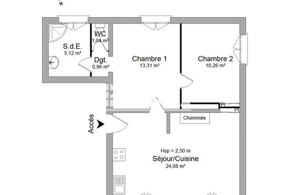 Appartement 3 pièces 53 m²