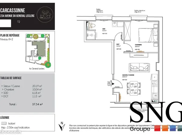 Appartement 2 pièces 38 m²