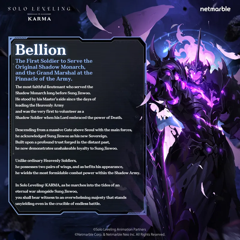 Solo Leveling: KARMA : Bellion en dit long sur l'époque du jeu