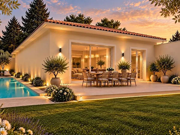 Villa neuve d'architecte avec vue montagnes, terrasse sud-ouest et garage évolutif