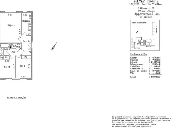 Appartement 3 pièces 66 m²