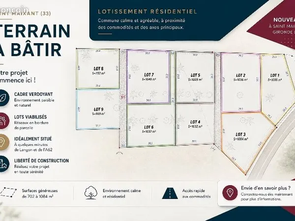 Terrain 1 032 m² Saint Maixant
