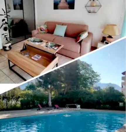 Rare studio meublé et équipé avec piscine et parking privé triangle d'or Annecy