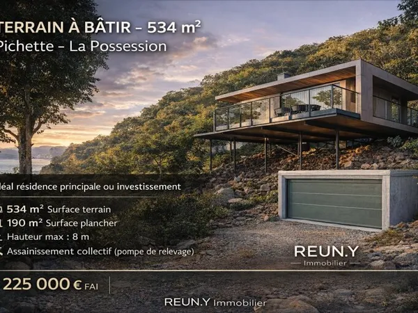 La Possession - Pichette: Terrain à bâtir de 550 m2 Viabili