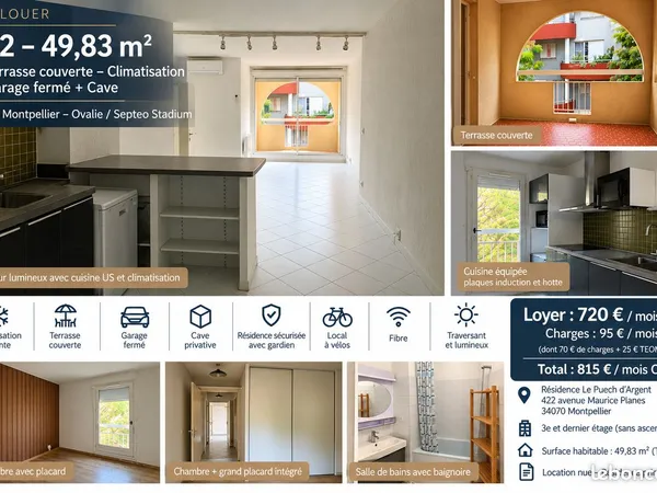 Ovalie T2 50 m2 Climatisation-Terrasse couverte+ Garage + Cave