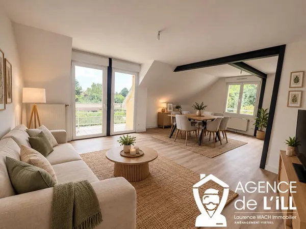 Appartement 3 pièces au calme avec balcon, sans vis-à-vis