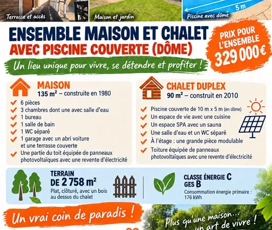 Villa t5 135m2 plus un chalet 90m2