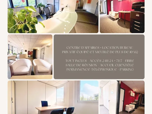 Location bureau privatif équipé et meublé de 10 m² TOUT INCLUS + Espaces communs - Accès 24h/24 - 7j