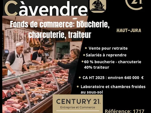 Boucherie, charcuterie, fonds de commerce, traiteur 1 m² LONS LE SAUNIER