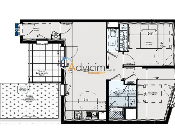 Appartement 3 pièces 62 m²