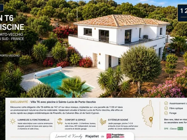 Maison T6 avec piscine - Sainte Lucie De Porto Vecchio 20144 - Corse du Sud - FRANCE