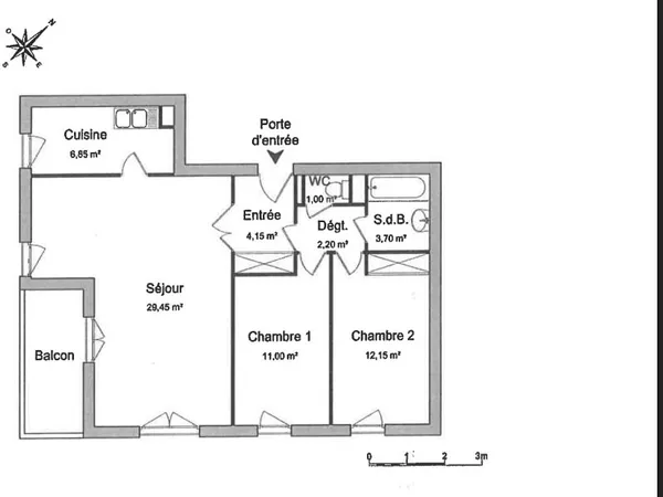 Appartement Cergy 3 pièce(s) 70.50 m2